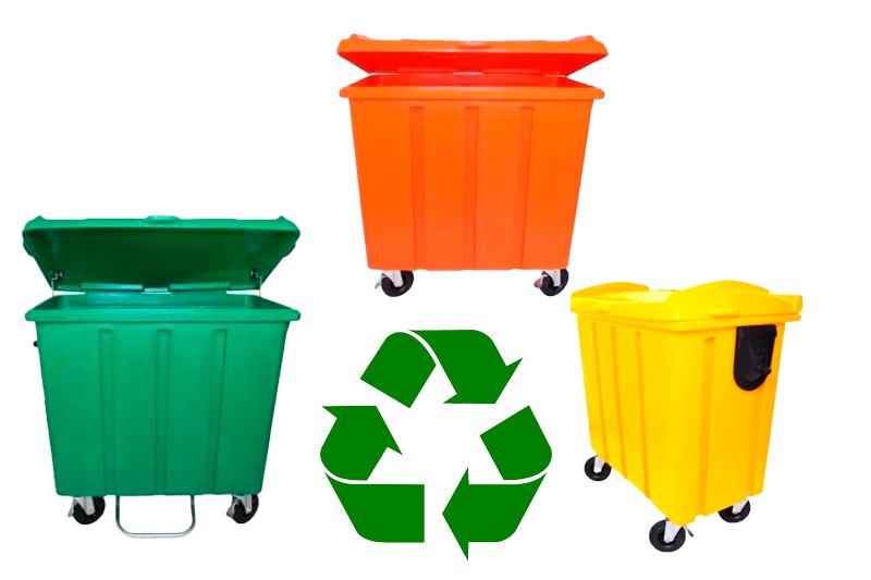 container de lixo 700 litros para coleta seletiva de lixo