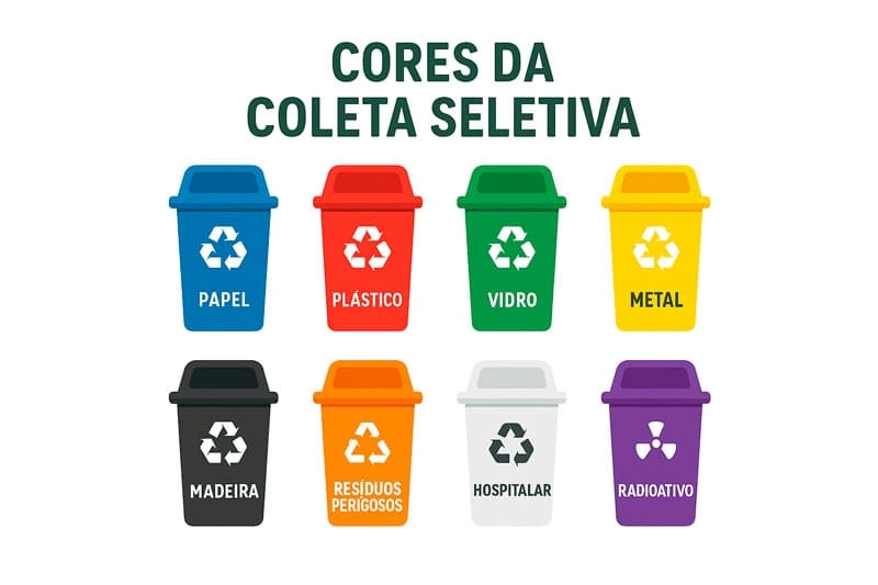 Cores da coleta seletiva de lixo