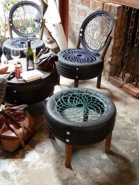 móveis feitos de pneus velhos