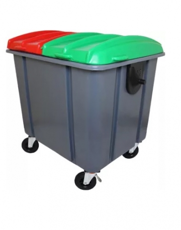 Container de Lixo 1100 Litros com Tampa Bipartida