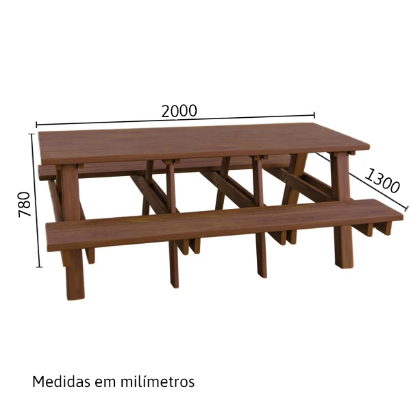 Mesa de Churrasqueira em Madeira Plástica 2m