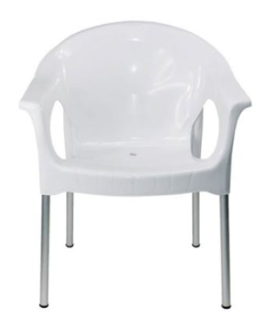 Cadeira plástica poltrona com pés em alumínio